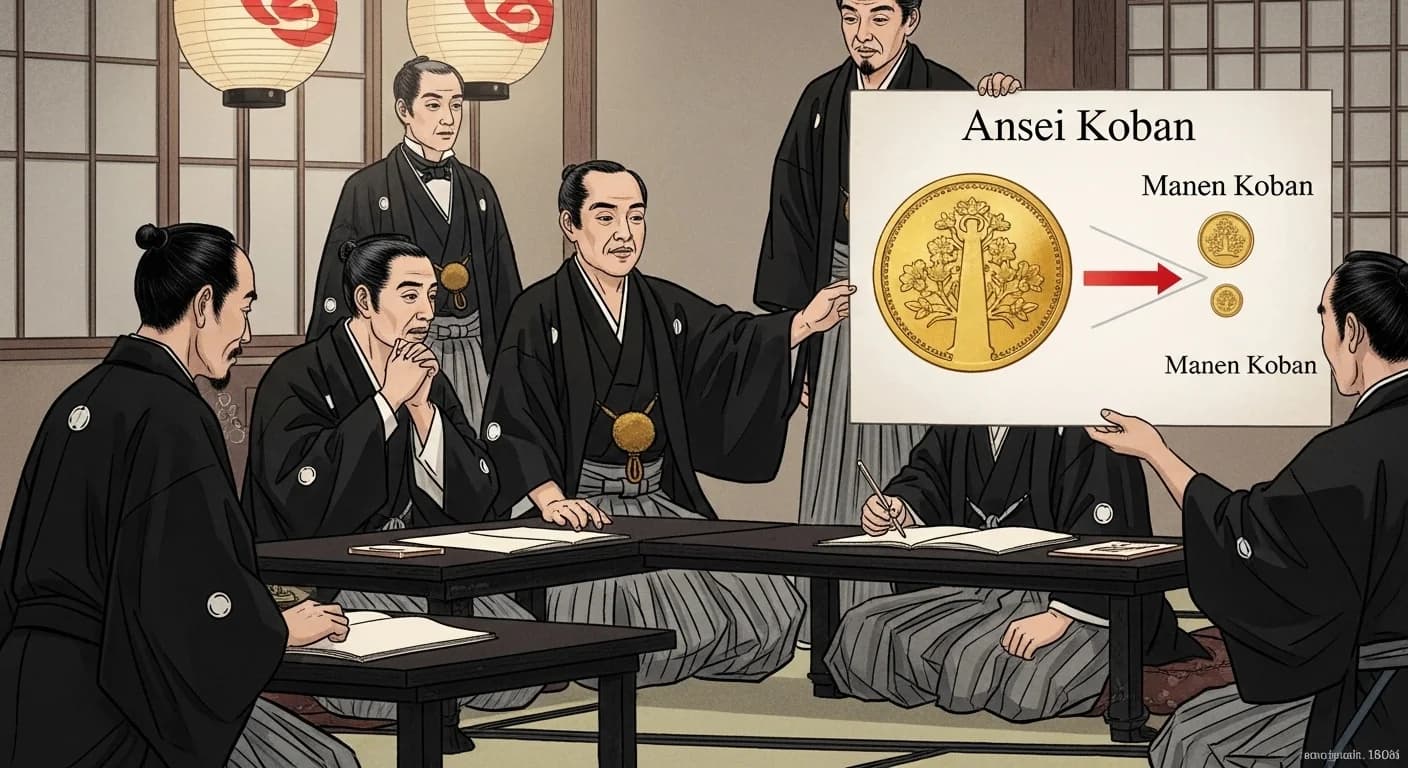 万延小判 — 万延元年改鋳で大幅に金含有量を減らした緊急措置の金貨、一分銀との関係