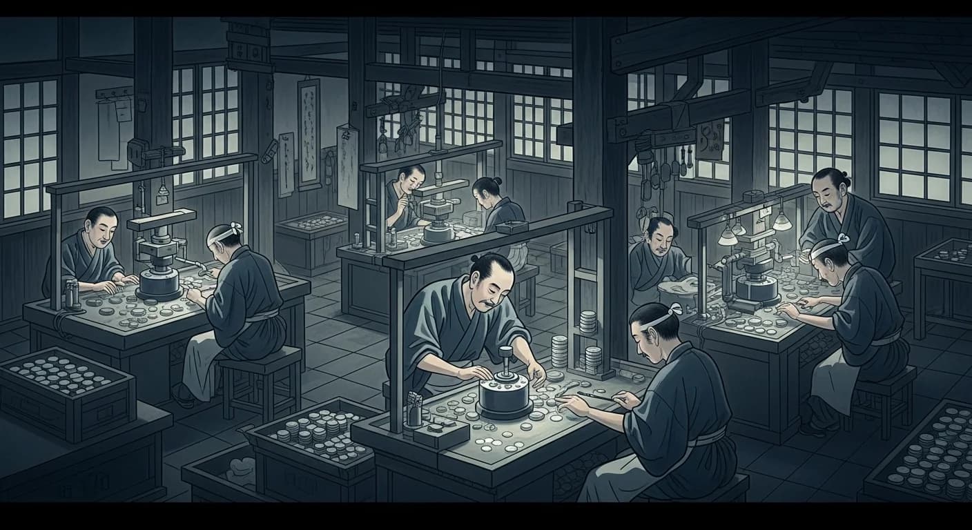 銀座での丁銀鋳造の様子